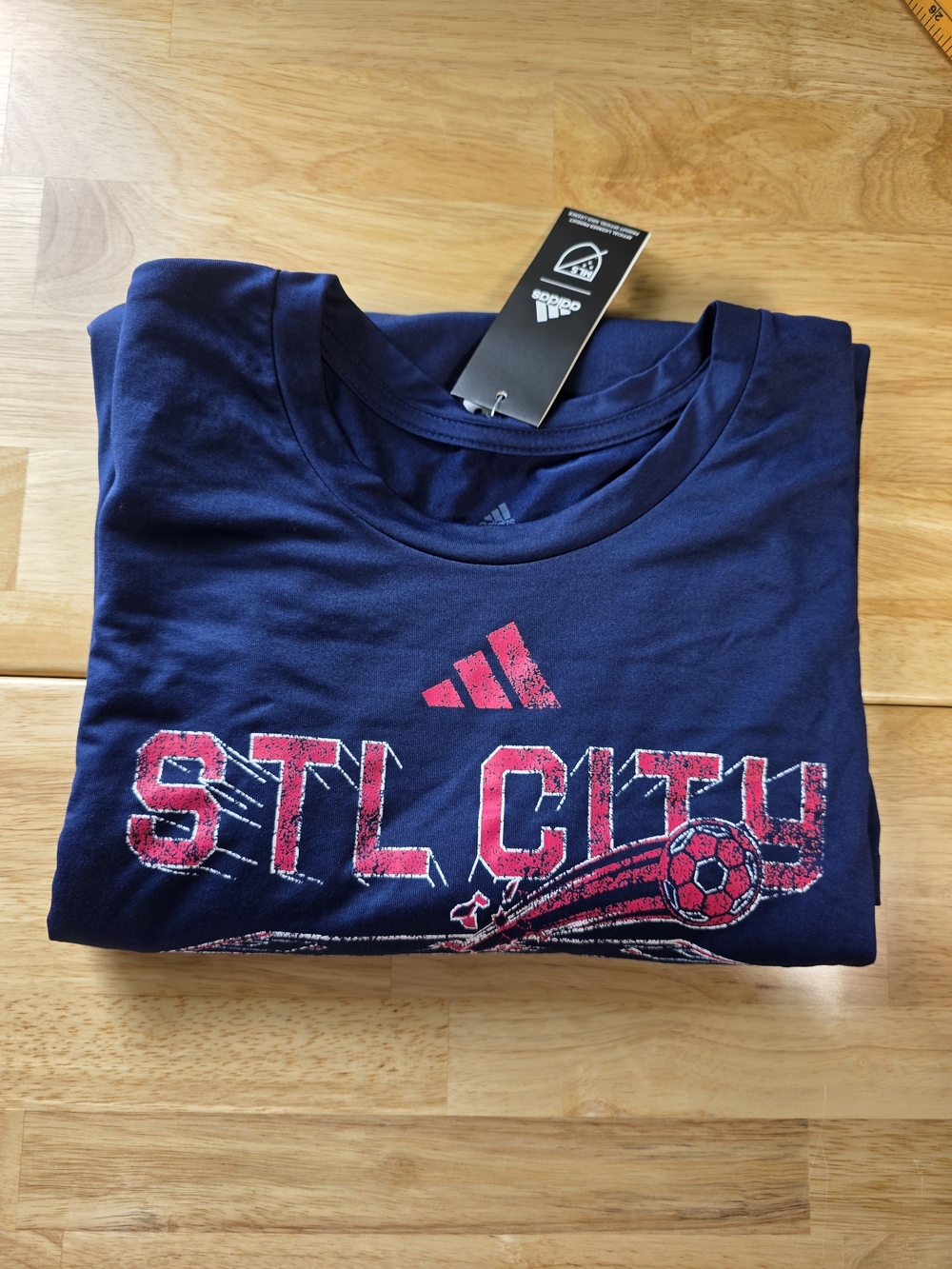 NWT 2XL Adidas Navy "STL CITY" Soccer Graphic Tee